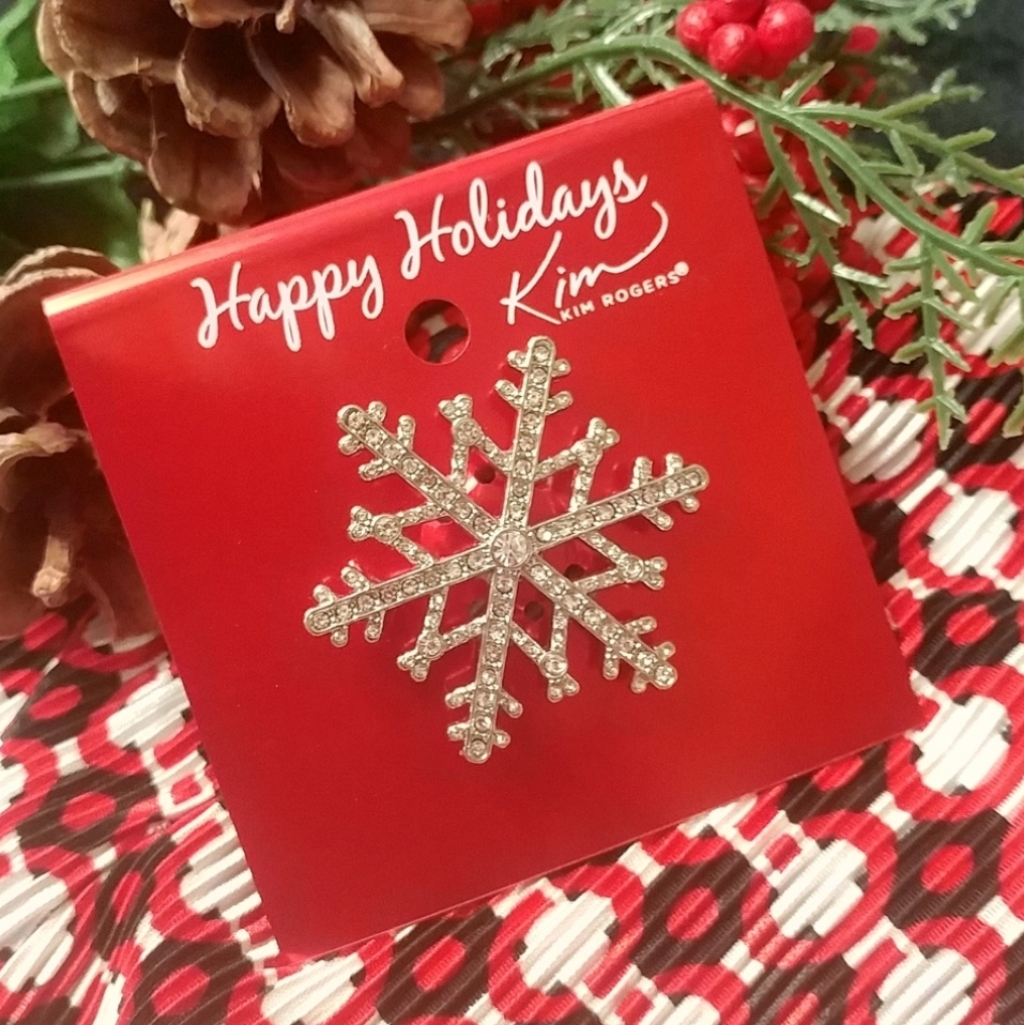 Kim Rogers Festive Silver Snowflake Brooch Nwt 10$